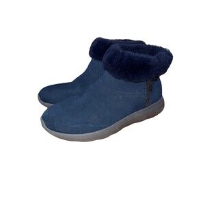 Skechers Solid On the Go Joy Bundle Up Ankle Boots‎ Navy Size 10